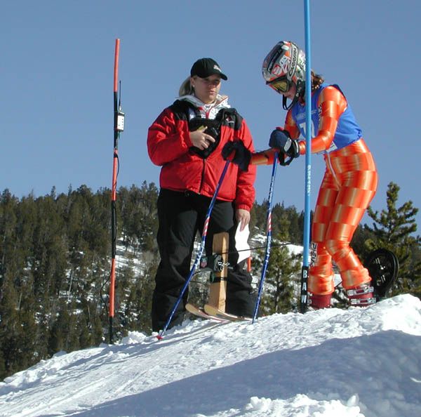 Colorful Orange Skier. Photo by Pinedale Online.