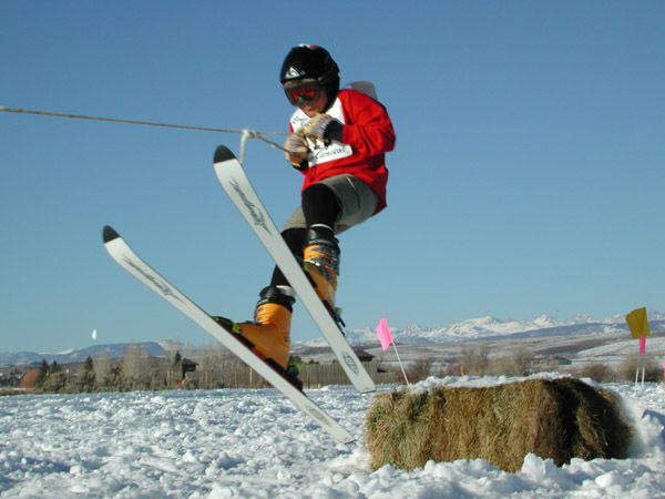 Making the Jump. Photo by Clint Gilchrist, Pinedale Online.