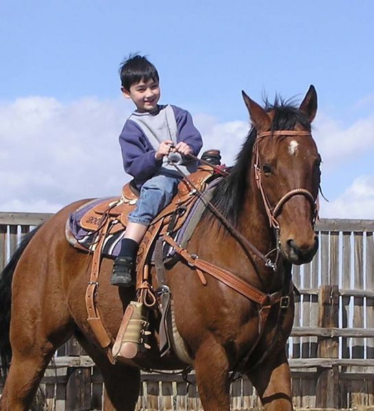 Jackson rides Leo. Photo by Dawn Ballou, Pinedale Online.