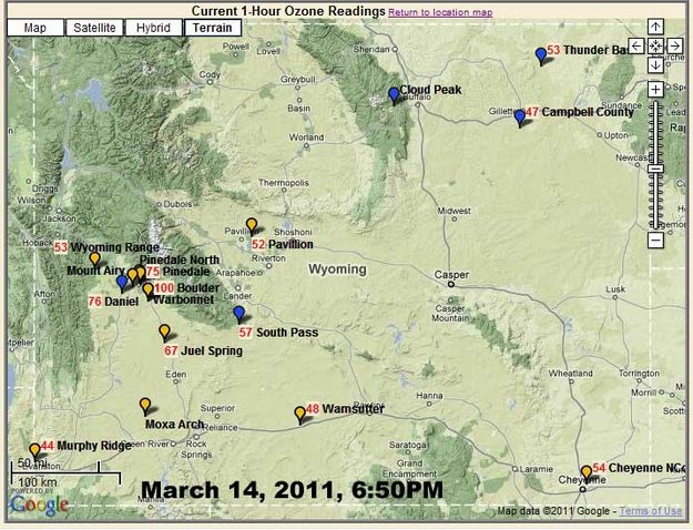 Ozone 6:50PM. Photo by Wyoming DEQ.