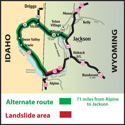 Detour map. Photo by Wyoming Department of Transportation.