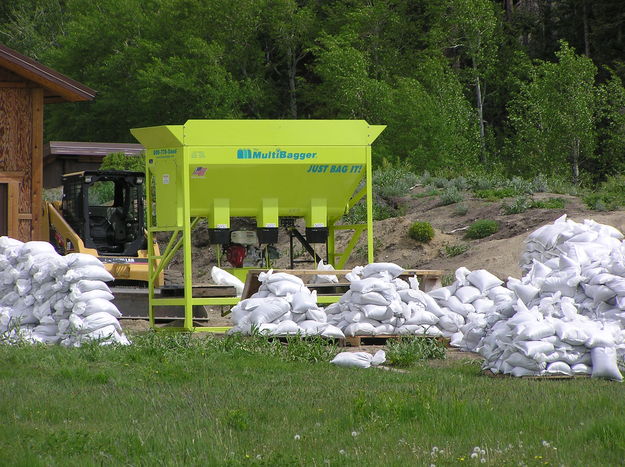 Sandbags ready. Photo by Bob Rule, KPIN 101.1 FM Radio.