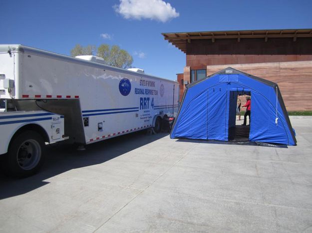 Decontamination tent. Photo by Bill Winney.