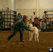 Goat Tail Tying. Photo by Dawn Ballou, Pinedale Online.