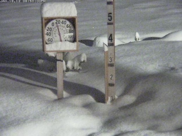 Snow at 9PM. Photo by Bondurant webcam.