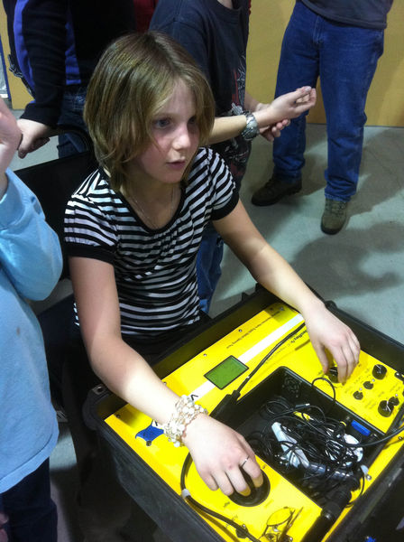 Megan drives the robot. Photo by Robin Schamber, Sublette 4-H.