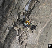 Stranded on narrow ledge. Photo by Tony Chambers, Tip Top Search and Rescue.