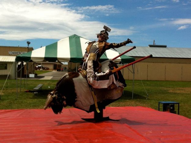 Dango on mechanical bull. Photo by Young Guns Wild West Fun Park.