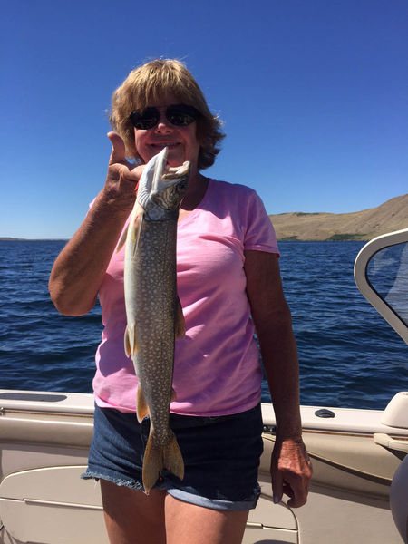 Sharon Holmes with her nice fish. Photo by Allan Holmes.