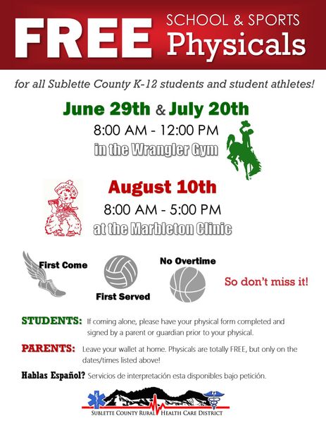 Free School Physicals. Photo by Sublette County Rural Health Care District.