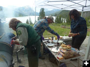 Cooking burgers. Photo by Dawn Ballou, Pinedale Online.