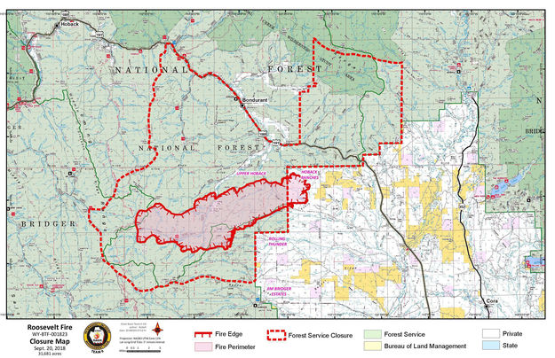 Roosevelt Fire closure Sept. 20. Photo by Bridger-Teton National Forest.