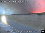 The Rim Sept 23 - Roosevelt Fire. Photo by WYDOT US 189/191 road webcam.