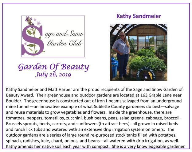 Kathy Sandmeier. Photo by Sage & Snow Garden Club.