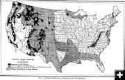 U.S. Wolf Distribution. Photo by Vernon Bailey, Biological Survey.