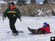 Pulling the sled. Photo by Pinedale Online.