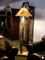 Log Floor Lamp. Photo by Dawn Ballou, Pinedale Online.