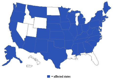 Outbreak Map. Photo by Center for Disease Control and Prevention.