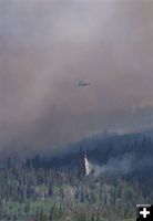 Helicopter bucket drop. Photo by Allene Dana.