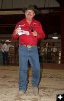 Scooter Culbertson announcer. Photo by Dawn Ballou, Pinedale Online.