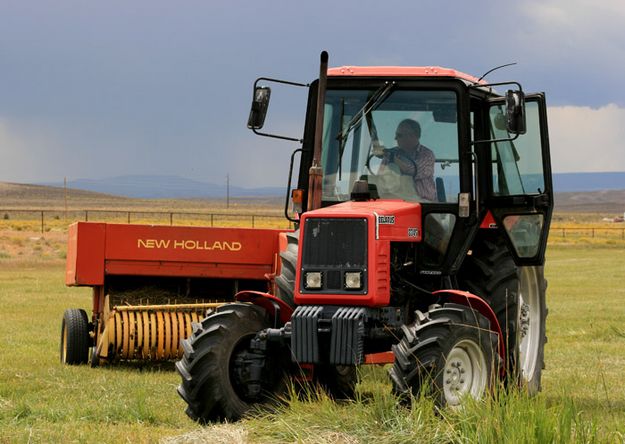 Scott Thompson - haying. Photo by Dawn Ballou, Pinedale Online.