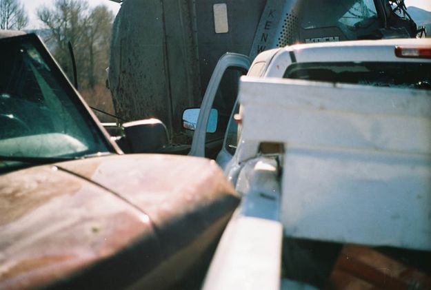 3-way crash. Photo by Wyoming Highway Patrol.