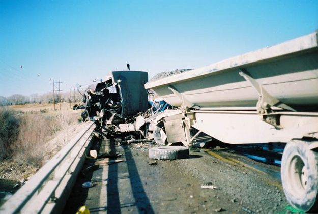 Belly Dump Semi. Photo by Wyoming Highway Patrol.