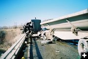 Belly Dump Semi. Photo by Wyoming Highway Patrol.