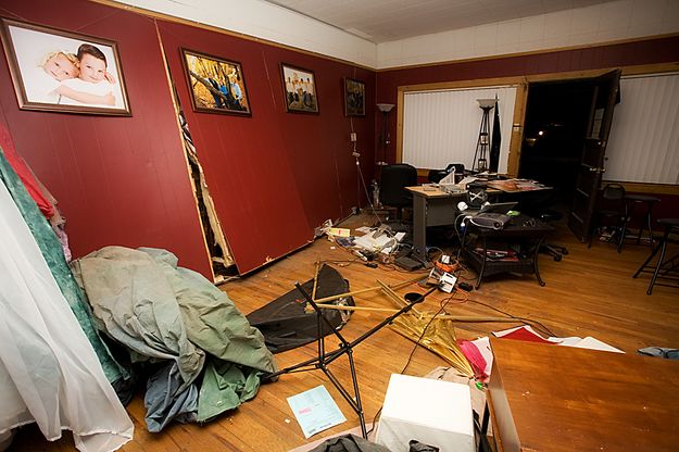 Damage to studio. Photo by Tara Bolgiano.