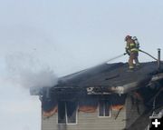 On the roof. Photo by Clint Gilchrist, Pinedale Online.