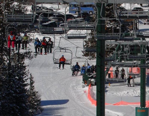 Riding the lifts up. Photo by Jeff Wohl.