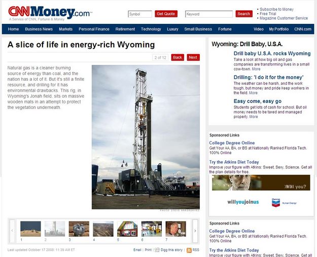 Natural Gas Drill Rig. Photo by Money.CNN.com.