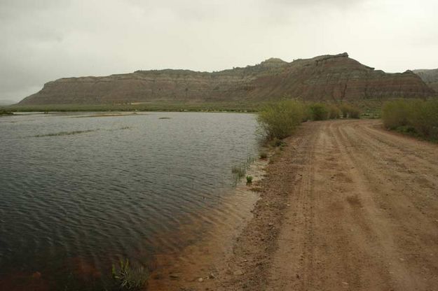 Water touching the road. Photo by Dawn Ballou, Pinedale Online.