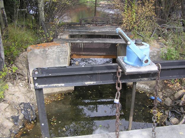 Headgate. Photo by So, once the fish are shocked and caught, where do they go?  They are counted, and then tossed into Pine Creek..