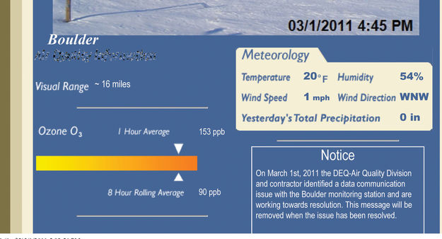 Boulder- 4:45PM - March 1. Photo by DEQ.