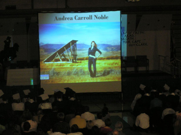 Graduate slide show. Photo by Bob Rule, KPIN 101.1 FM Radio.