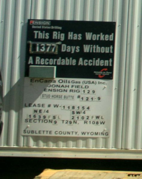 1377 days without an accident. Photo by Dawn Ballou, Pinedale Online.