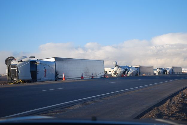 On their sides. Photo by Wyoming Highway Patrol.