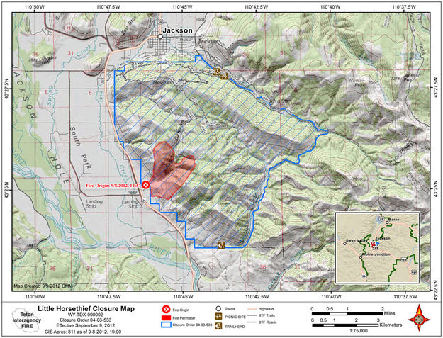 Little Horse Thief Canyon wildfire. Photo by Bridger-Teton National Forest.