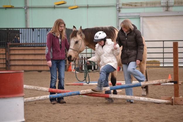 Angel guiding Buck. Photo by M.E.S.A. Therapeutic Horsemanship.