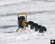 Ice drill. Photo by Dawn Ballou, Pinedale Online.