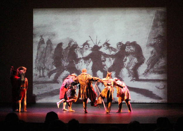 Dancing around the campfire. Photo by Dawn Ballou, Pinedale Online.