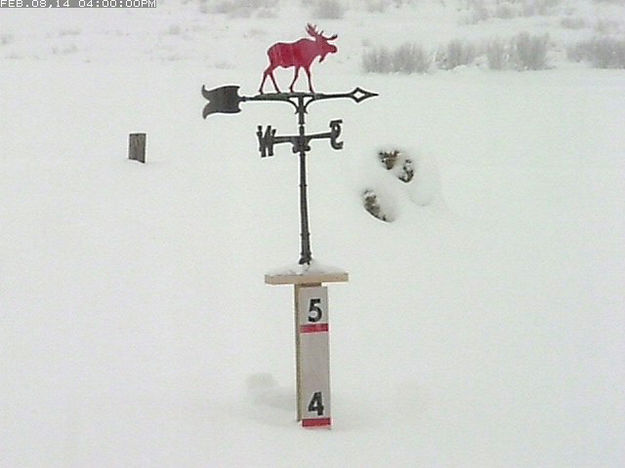 4 feet of snow in Bondurant. Photo by Gros Ventre Bondurant webcam.