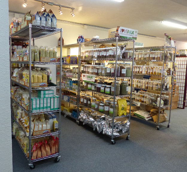 Healthy foods racks. Photo by Dawn Ballou, Pinedale Online.