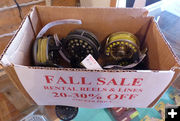 Sale on rental reels and lines. Photo by Dawn Ballou, Pinedale Online.