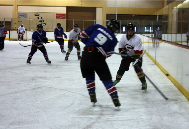 Stinson with puck. Photo by Nan Stinson.