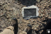 Finis Mitchell summit plaque. Photo by Fred Pflughoft.