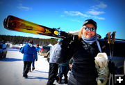 Amy Hits the Slopes. Photo by Terry Allen, Pinedale Online.