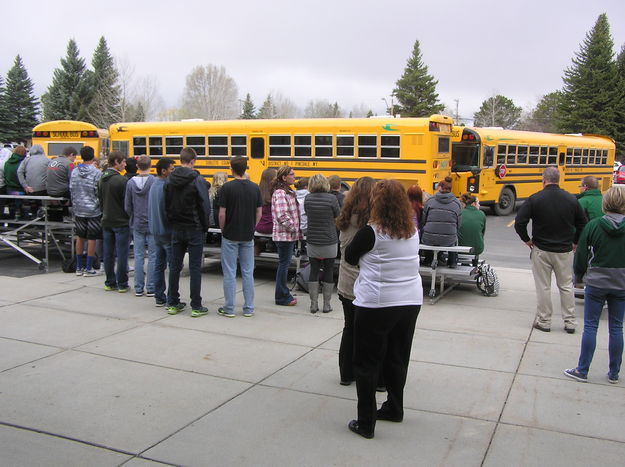 Curtain of buses. Photo by Bob Rule, KPIN 101.1FM Radio.