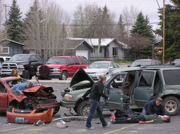 Crash Scene. Photo by Bob Rule, KPIN 101.1FM Radio.